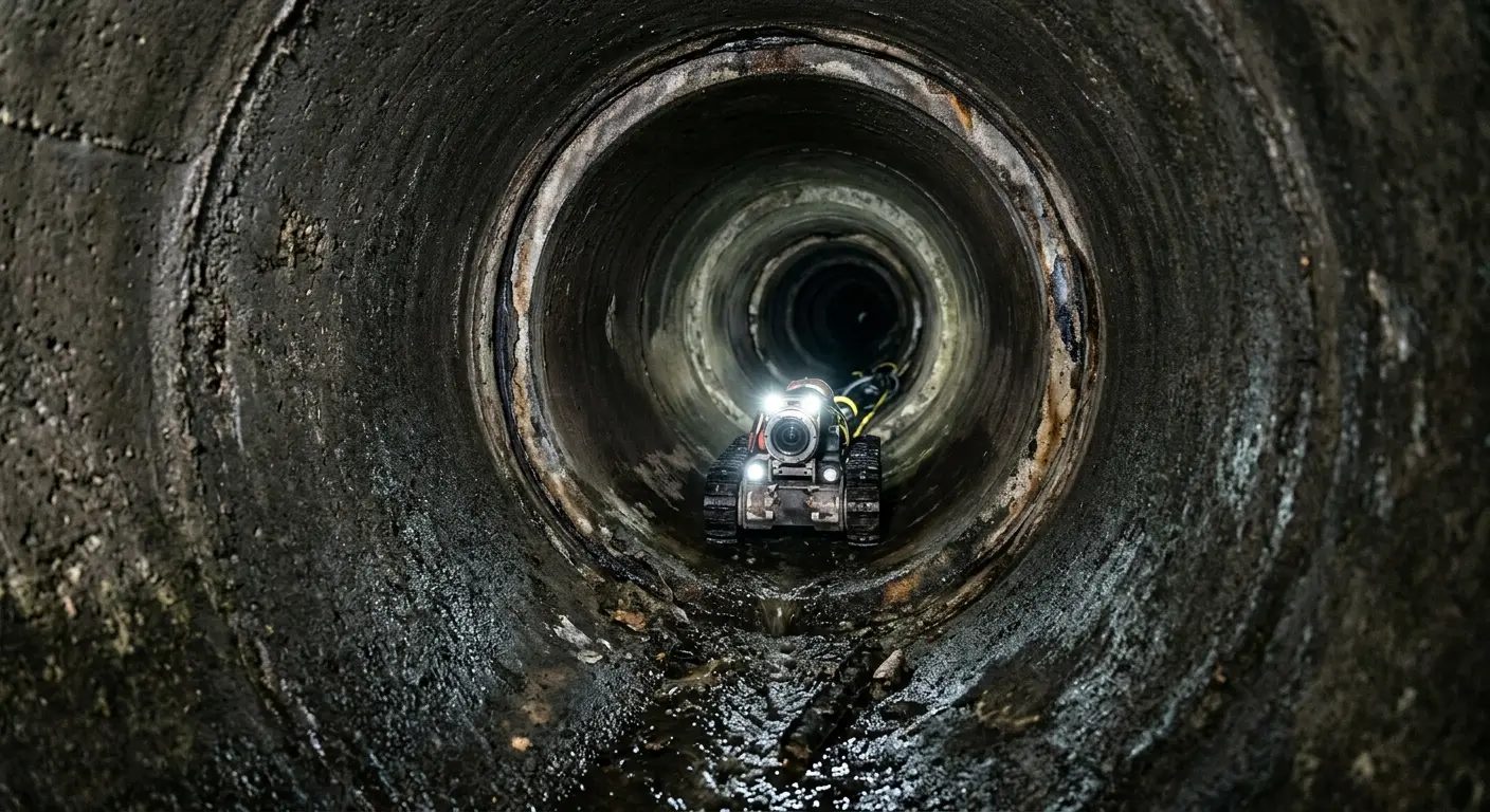 Robotic sewer camera inspecting pipe interior for Drain Snake Service in Camp Springs